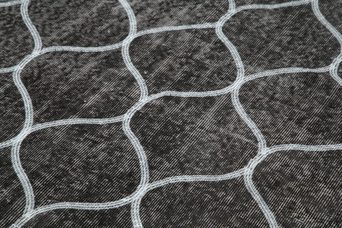 Geometric Carpet Siyah Geometrik Pamuk Yün El Dokuma Halısı 162x268 Agacan