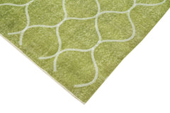 Geometric Carpet Yeşil Geometrik Pamuk Yün El Dokuma Halısı 150x227 Agacan
