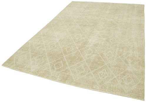Geometric Carpet Bej Geometrik Pamuk Yün El Dokuma Halısı 195x292 Agacan