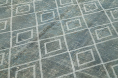 Geometric Carpet Mavi Geometrik Pamuk Yün El Dokuma Halısı 192x294 Agacan