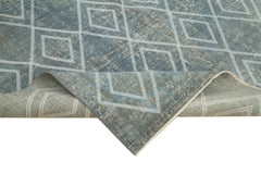 Geometric Carpet Mavi Geometrik Pamuk Yün El Dokuma Halısı 192x294 Agacan
