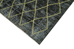 Geometric Carpet Siyah Geometrik Pamuk Yün El Dokuma Halısı 159x365 Agacan
