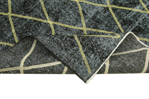 Geometric Carpet Siyah Geometrik Pamuk Yün El Dokuma Halısı 159x365 Agacan