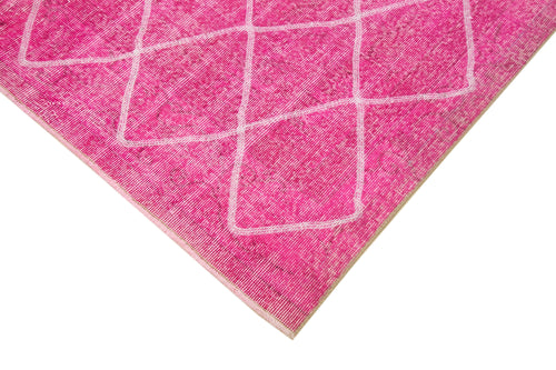 Geometric Carpet Pembe Geometrik Pamuk Yün El Dokuma Halısı 193x316 Agacan