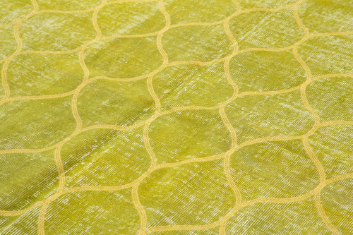 Geometric Carpet Sarı Geometrik Pamuk Yün El Dokuma Halısı 198x275 Agacan