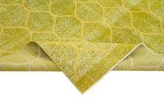 Geometric Carpet Sarı Geometrik Pamuk Yün El Dokuma Halısı 198x275 Agacan