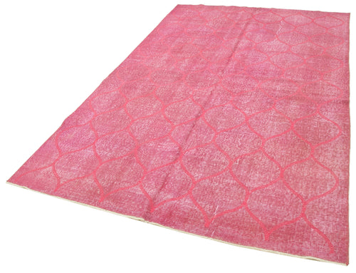 Geometric Carpet Pembe Geometrik Pamuk Yün El Dokuma Halısı 166x270 Agacan