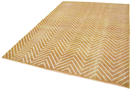 Geometric Carpet Sarı Geometrik Pamuk Yün El Dokuma Halısı 202x297 Agacan