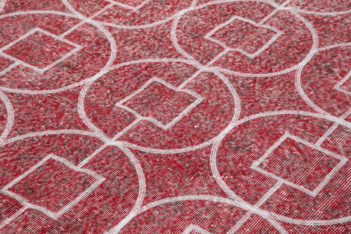 Geometric Carpet Kırmızı Geometrik Pamuk Yün El Dokuma Halısı 210x322 Agacan