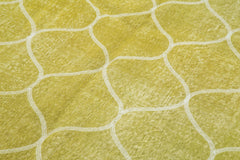 Geometric Carpet Sarı Geometrik Pamuk Yün El Dokuma Halısı 139x307 Agacan