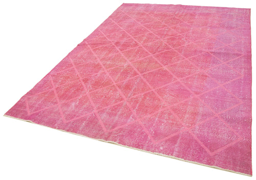 Geometric Carpet Pembe Geometrik Pamuk Yün El Dokuma Halısı 201x300 Agacan