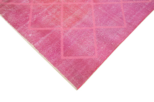 Geometric Carpet Pembe Geometrik Pamuk Yün El Dokuma Halısı 201x300 Agacan