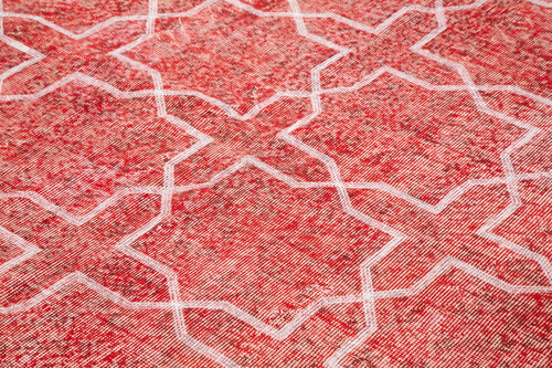 Geometric Carpet Kırmızı Geometrik Pamuk Yün El Dokuma Halısı 213x290 Agacan