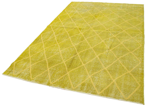 Geometric Carpet Sarı Geometrik Pamuk Yün El Dokuma Halısı 176x288 Agacan