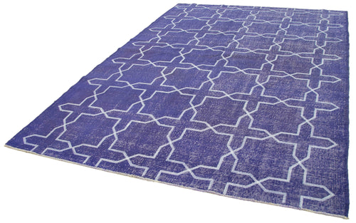 Geometric Carpet Mor Geometrik Pamuk Yün El Dokuma Halısı 212x306 Agacan