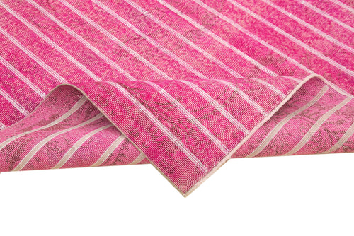 Geometric Carpet Pembe Geometrik Pamuk Yün El Dokuma Halısı 195x308 Agacan
