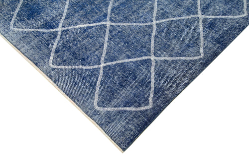 Geometric Carpet Mavi Geometrik Pamuk Yün El Dokuma Halısı 214x314 Agacan