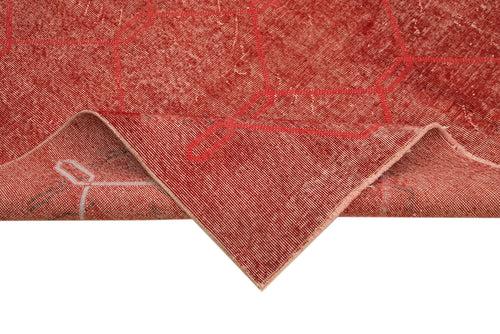 Geometric Carpet Kırmızı Geometrik Pamuk Yün El Dokuma Halısı 208x301 Agacan