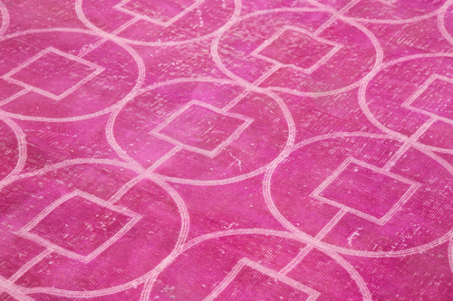 Geometric Carpet Pembe Geometrik Pamuk Yün El Dokuma Halısı 206x298 Agacan