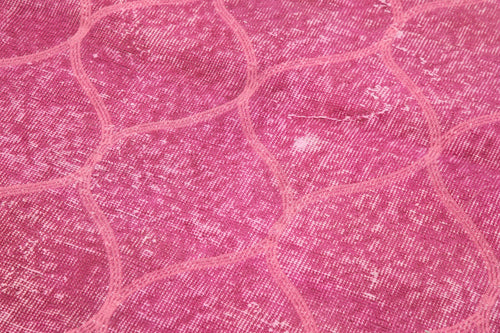 Geometric Carpet Pembe Geometrik Pamuk Yün El Dokuma Halısı 113x203 Agacan
