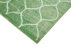 Geometric Carpet Yeşil Geometrik Pamuk Yün El Dokuma Halısı 117x193 Agacan