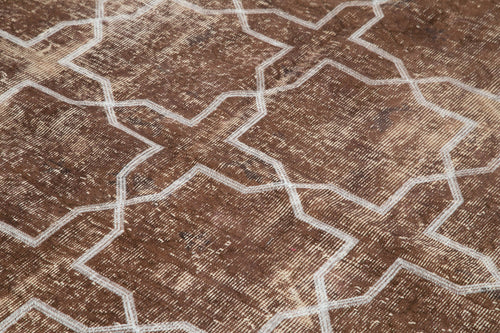 Geometric Carpet Kahverengi Geometrik Pamuk Yün El Dokuma Halısı 205x282 Agacan
