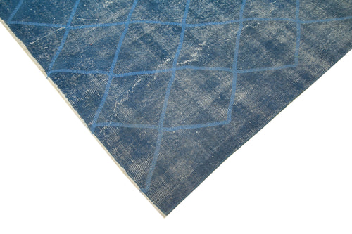 Geometric Carpet Mavi Geometrik Pamuk Yün El Dokuma Halısı 267x381 Agacan