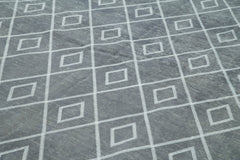 Geometric Carpet Gri Geometrik Pamuk Yün El Dokuma Halısı 302x484 Agacan