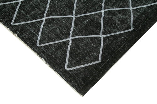 Geometric Carpet Siyah Geometrik Pamuk Yün El Dokuma Halısı 310x407 Agacan