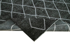 Geometric Carpet Siyah Geometrik Pamuk Yün El Dokuma Halısı 310x407 Agacan