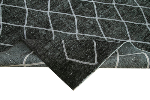 Geometric Carpet Siyah Geometrik Pamuk Yün El Dokuma Halısı 310x407 Agacan