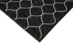 Geometric Carpet Siyah Geometrik Pamuk Yün El Dokuma Halısı 293x387 Agacan