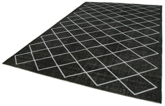 Geometric Carpet Siyah Geometrik Pamuk Yün El Dokuma Halısı 256x387 Agacan