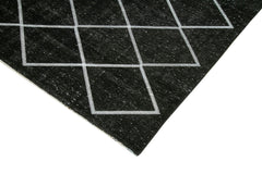 Geometric Carpet Siyah Geometrik Pamuk Yün El Dokuma Halısı 256x387 Agacan