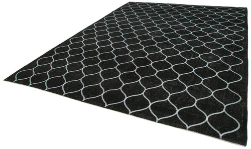 Geometric Carpet Siyah Geometrik Pamuk Yün El Dokuma Halısı 301x398 Agacan