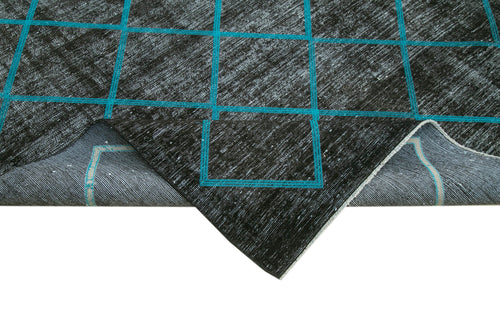Geometric Carpet Siyah Geometrik Pamuk Yün El Dokuma Halısı 297x415 Agacan