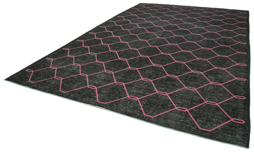Geometric Carpet Siyah Geometrik Pamuk Yün El Dokuma Halısı 300x462 Agacan