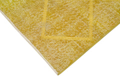 Geometric Carpet Sarı Geometrik Pamuk Yün El Dokuma Halısı 85x293 Agacan
