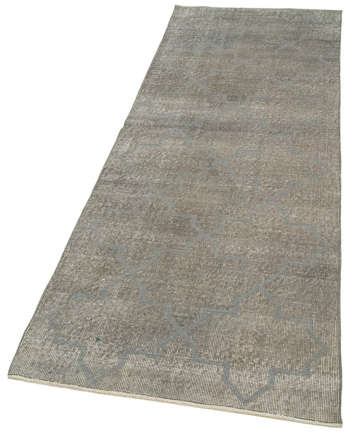 Geometric Carpet Gri Geometrik Pamuk Yün El Dokuma Halısı 83x242 Agacan