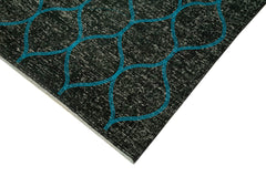 Geometric Carpet Siyah Geometrik Pamuk Yün El Dokuma Halısı 148x364 Agacan