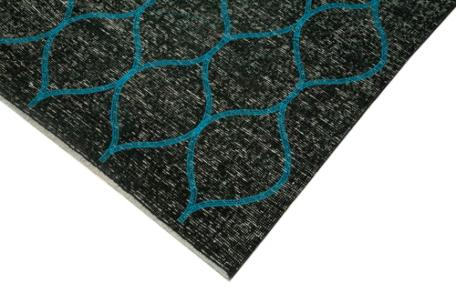 Geometric Carpet Siyah Geometrik Pamuk Yün El Dokuma Halısı 148x364 Agacan