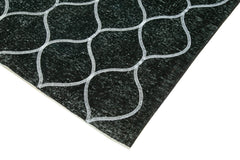 Geometric Carpet Siyah Geometrik Pamuk Yün El Dokuma Halısı 145x396 Agacan