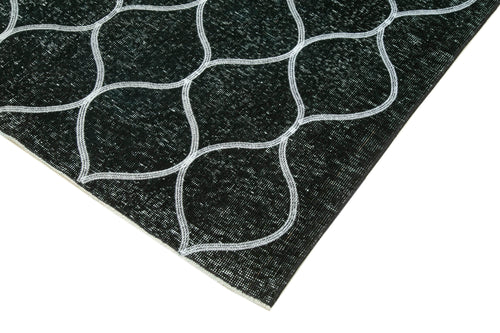 Geometric Carpet Siyah Geometrik Pamuk Yün El Dokuma Halısı 145x396 Agacan