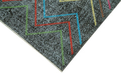 Geometric Carpet Siyah Geometrik Pamuk Yün El Dokuma Halısı 147x370 Agacan