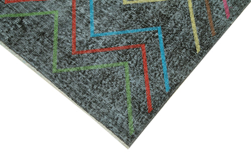 Geometric Carpet Siyah Geometrik Pamuk Yün El Dokuma Halısı 147x370 Agacan