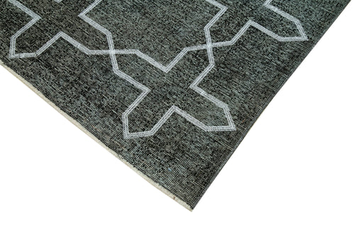 Geometric Carpet Siyah Geometrik Pamuk Yün El Dokuma Halısı 140x408 Agacan