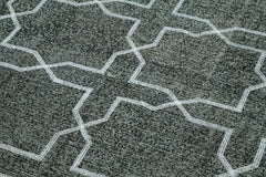 Geometric Carpet Siyah Geometrik Pamuk Yün El Dokuma Halısı 140x408 Agacan