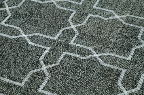 Geometric Carpet Siyah Geometrik Pamuk Yün El Dokuma Halısı 140x408 Agacan