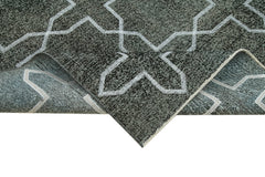 Geometric Carpet Siyah Geometrik Pamuk Yün El Dokuma Halısı 140x408 Agacan