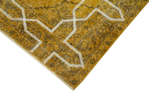 Geometric Carpet Sarı Geometrik Pamuk Yün El Dokuma Halısı 145x387 Agacan